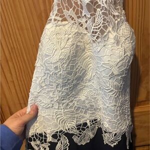 Elegant White Lace Overlay Women's dress